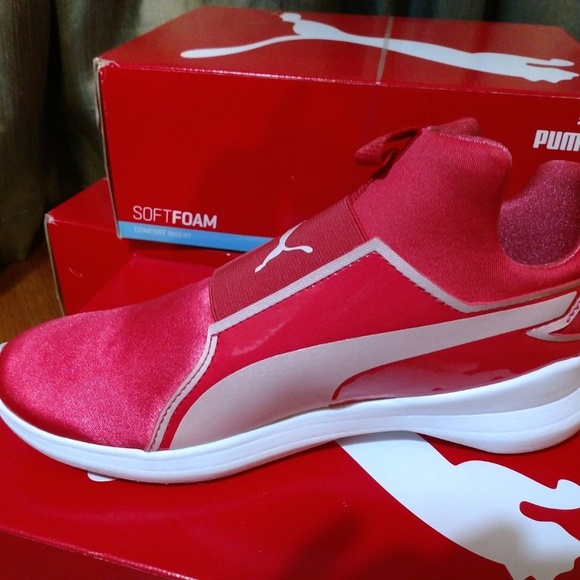 PUMA Pink Rebel Mid Satin Sneakers New Girls - Picture 3 of 4